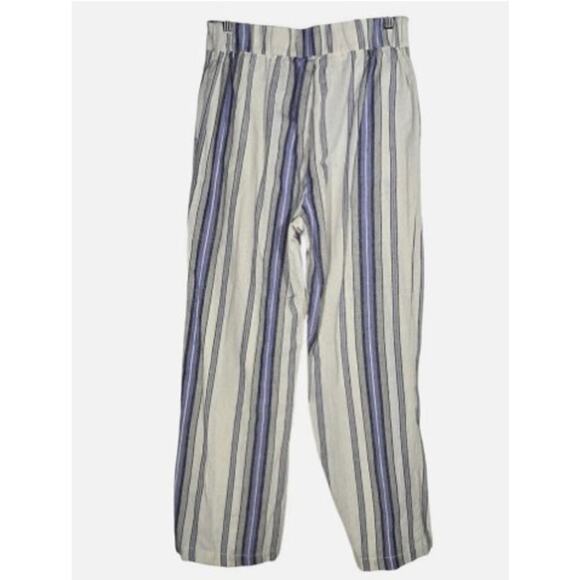 Cisono Linen Striped Nautical Wide Leg Pants Beach Coastal Vacation Yacht Medium - Picture 3 of 5